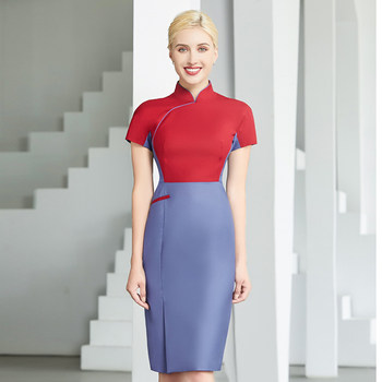 Flight Attendant Uniform Professional Attire Women's Summer Elegant Cheongsam Dress Sales Department Reception Etiquette Work Uniform Set