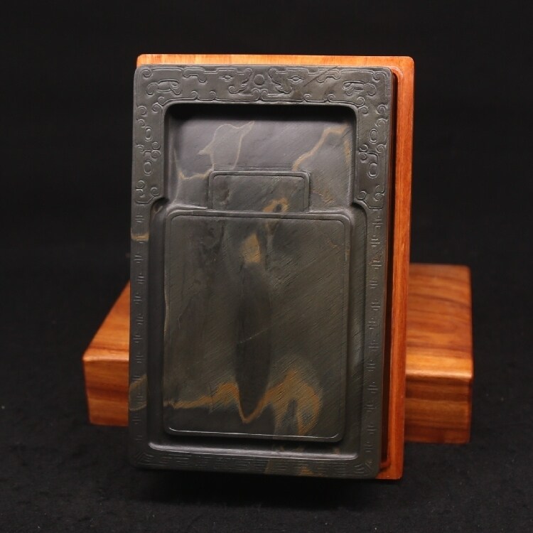 Stone-ink-stone Old pit Golden Fizzy rhino Rhino Stones, natural original Wenfang boutique collection Practical ornamental pendulum-stone ink