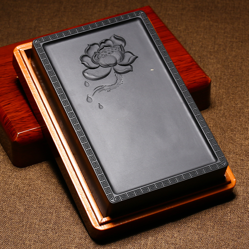 Anhui Pink Inkstone High-end Ink Stone Calligraphy Special Qingkura Natural Original Stone Vin House Four Treasure Famous Artists Handmade Non-End Ink Stone