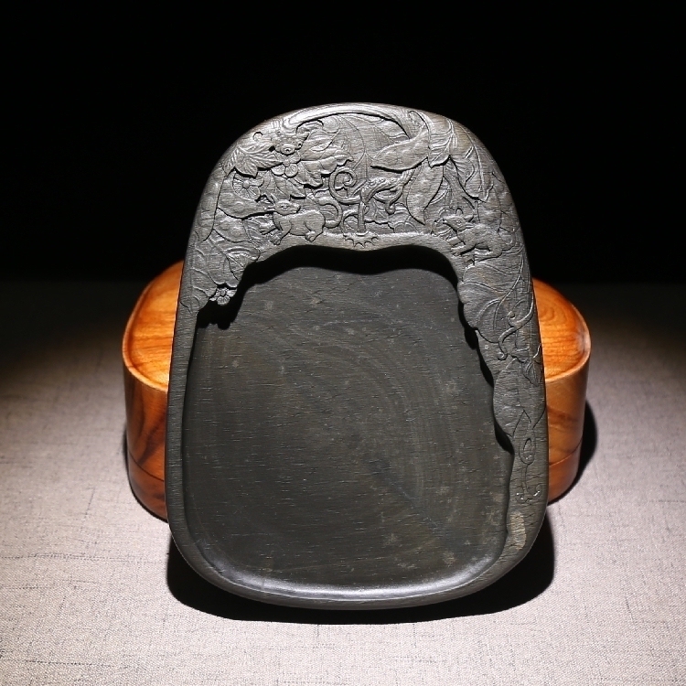 Stone-ink-stone Boutique Golden Fizzy Rhodionite Stone Master Fruits Natural Original Stone Vin House Four Treasures Practical Collection Pendulum of Gift Ink Stone