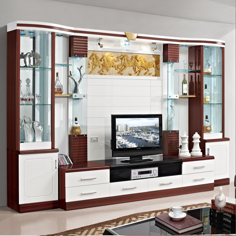 Modern minimalist small living room overall TV combination wall cabinet multifunctional storage TV cabinet wine cabinet background wall