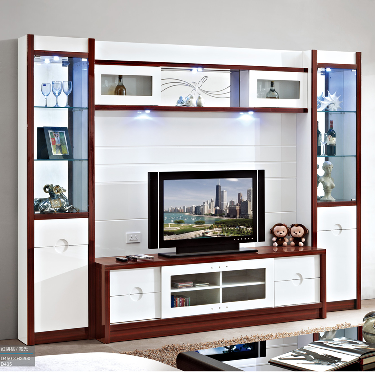 Modern minimalist TV cabinet wine cabinet combination integrated background wall small apartment multifunctional background wall cabinet Chinese furniture