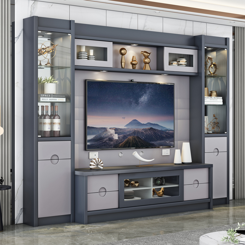Simple living room combination cabinet video wall TV cabinet video cabinet wine cabinet base cabinet background wall black and white paint furniture