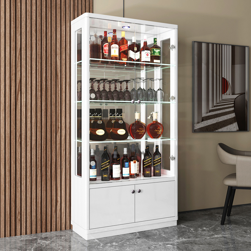 Wine cabinet Living room Modern minimalist close to wall red wine cabinet Show cabinet Handmade cabinet light extravagant and versatile glass décor cabinet 