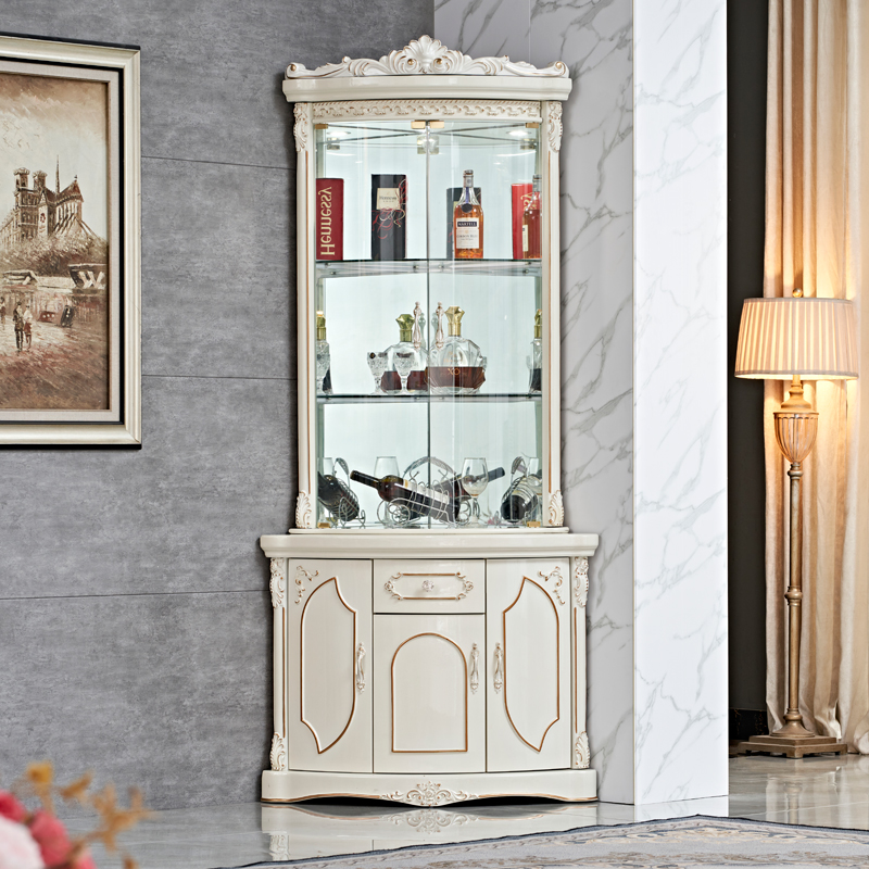 European-style living room corner glass triangle decorative cabinet wall corner cabinet American multi-function corner locker wine cabinet