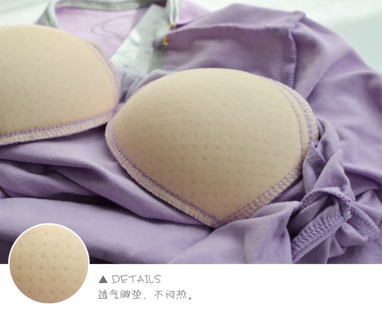 Mùa xuân và mùa thu Cotton Kích thước lớn Đan áo ngực miễn phí của phụ nữ đồ ngủ cute