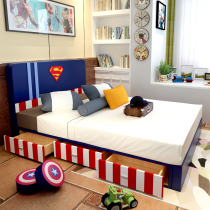 Childrens bed car bed for boys and girls with drawer storage single bed creative super cool cartoon superman bed car bed