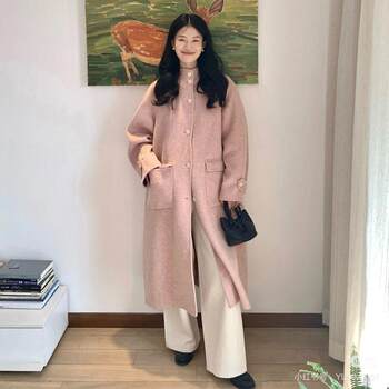 Long woolen coat hooded woolen coat for small people