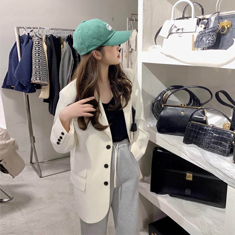 White Suit Jacket Woman Spring Autumn Design Sensation Niche Casual Net Red West Suit 2022 New Loose Color Jacket-Taobao