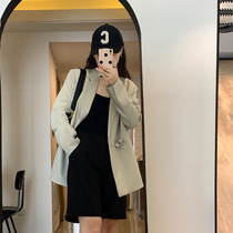 Casual Suit Jacket Woman 2022 Early Spring New Loose Slim Superior Design Sensation Small Crowd Light Green Little West Suit