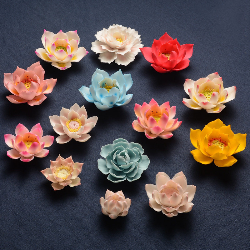 Tea spotting piece boutique Nourishing Ceramic Lotus Flower scents Incense Burner line fragrant tray Aroma Seat New Lotus Handmade White Porcelain