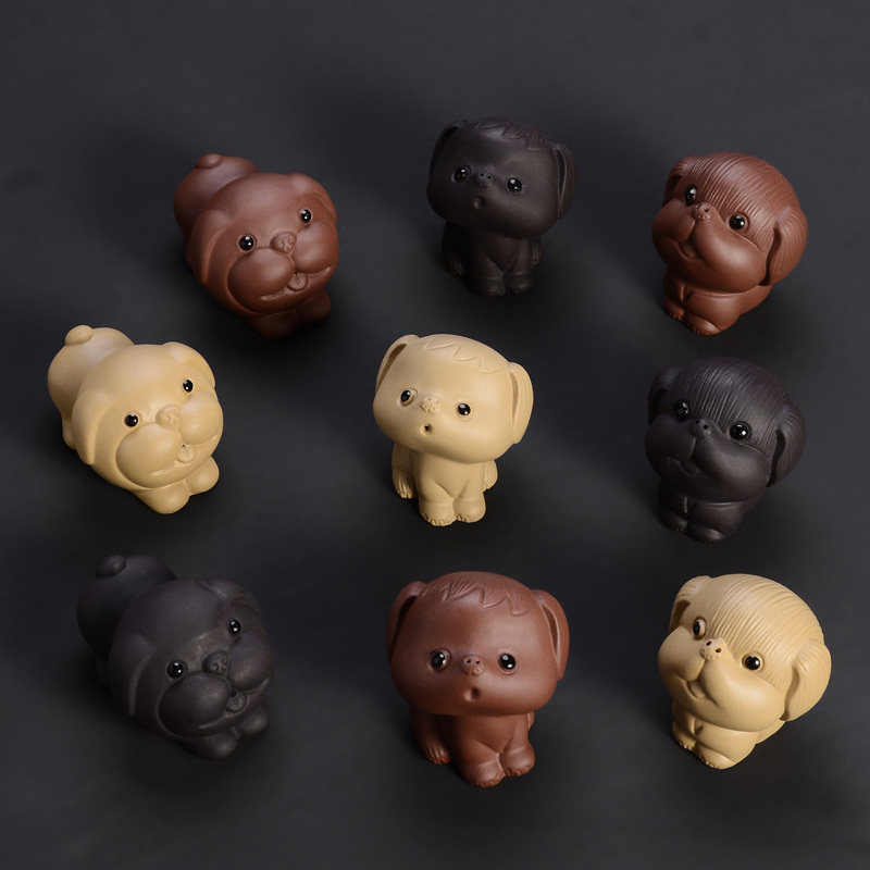 Mini puppy tea spotting piece boutique pocket cute emulation dog can raise purple sand puree small number tea to play tea table accessories