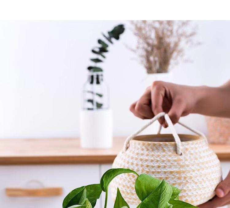 Zuo Mi I Cây mọng nước Hoa bình dị Dệt túi gốm Hoa Bình làm vườn Giỏ trang trí sân vườn - Vase / Bồn hoa & Kệ chậu nhựa treo