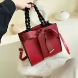 Бордовая вместительная и большая сумка через плечо для невесты, премиум класс