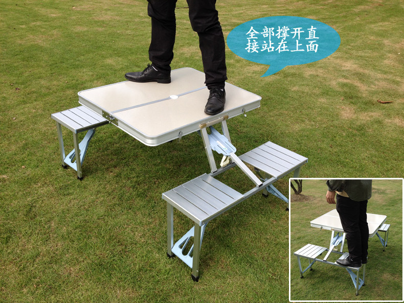 Outdoor Folding Table Portable Aluminum Alloy Connected Table And Chairs Suit Picnic Barbecue Stall Table Propaganda Exhibition Industry Table