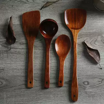 Fried Wood shovel non-stick pot special high temperature resistant shovel long handle wooden shovel spoon set wooden spatula Home Wooden spoon