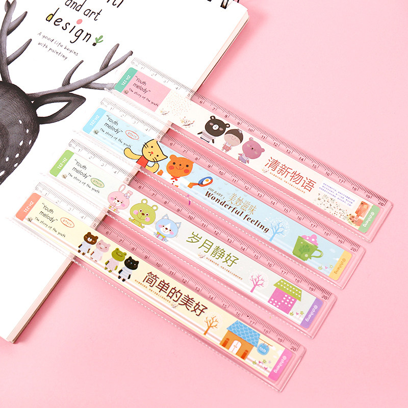 Elementary school student ruler 15cm20cm graduation gift child cute cartoon with wave ruler wholesale creative stationery