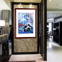 Golden Wu Pin pure handmade embroidery Su embroidery finished product hanging painting Xuanguan Restaurant bedroom decoration painting panda mother and mother Xiangyi