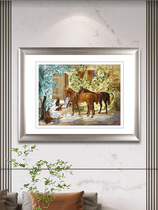 Golden Wu Needle Pure Handmade Suzhou Embroidery Painting Su Embroidery Finished Painting Office Corridor Eu Style Painting Porch Side of the Horse