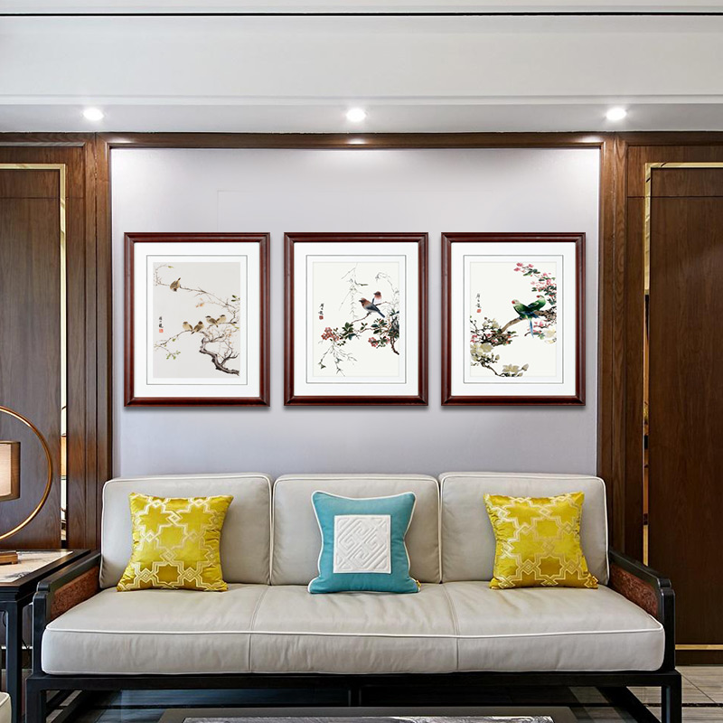 Jin Wu needle pure handmade Suzhou embroidery painting 1-4 Su embroidery finished hanging painting decoration entrance living room Yan Bolong flowers and birds