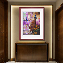 Golden Wu Needle Pure Handmade Su Embroidery Finished Product Hanging Painting Suzhou Embroidery Painting Xuanguan Corridor Aisle Decoration Painting Mural Peacock