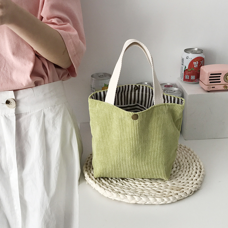 Original LAOSHU ins Japanese-Style Cute Literary Retro Corduroy Solid Color Portable Lunch Bag Mom Bag Original LAOSHU ins Japanese-Style Cute Literary Retro Corduroy Solid Color Portable Lunch Bag Mom Bag