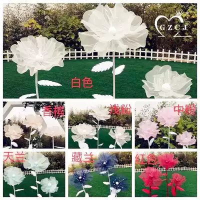 New Hongling wedding props flower handmade silk three-piece routine lead flower welcome decoration stage window decoration ornaments