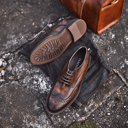 Оригинальные туфли для кожаной обуви в английском стиле для отдыха, из натуральной кожи