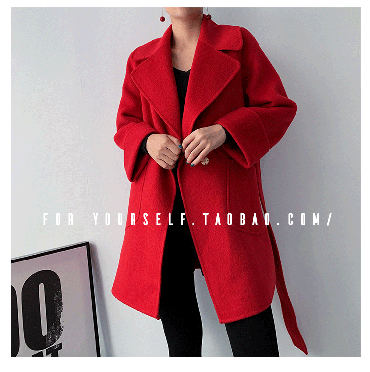Hàng đỏ châu Âu hai mặt cashmere áo choàng Kah Kahben nữ ngắn kết hôn với người đàn ông nhỏ len áo khoác nữ mùa đông ao dạ nu thoi trang