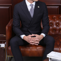 IsirHonour Gentlemen British Plaid Bee Embroidery Double Breasted Suit Set Retro Suit Two Piece Men