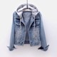 Denim short coat women's short spring and autumn Korean version new long-sleeved slim-fit hooded jacket all-match student tops