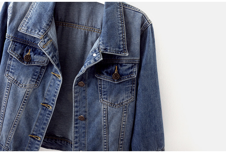 Áo khoác nữ denim đoạn ngắn mùa xuân và mùa thu mới phiên bản Hàn Quốc của áo khoác bảy điểm lỏng lẻo áo khoác cardigan sinh viên hoang dã áo khoác nữ de thương