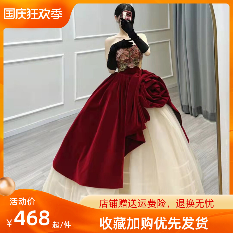 Retro evening dress for bride, advanced wedding dress, skirt, 2023 collection, Chinese style, high-quality style