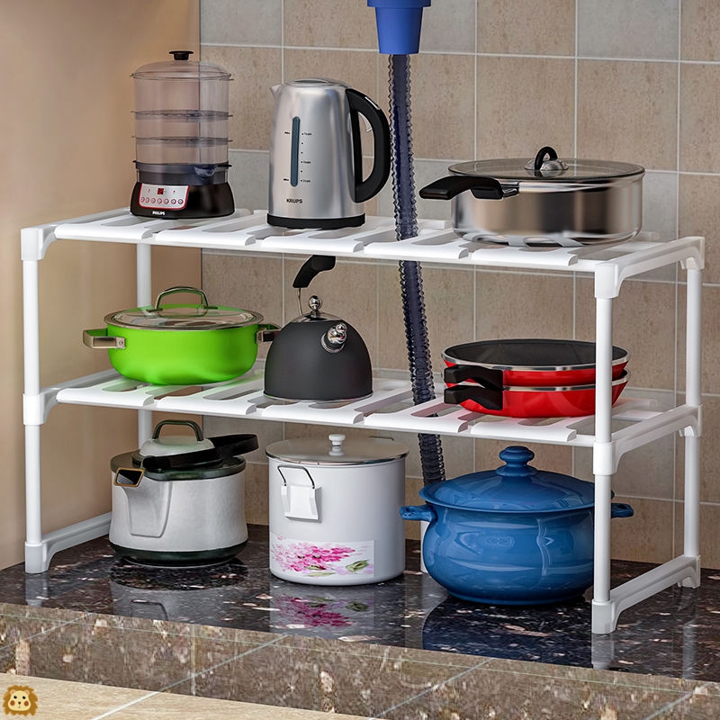 Kitchen sink under the shelf water retractable floor-to-ceiling integrated cabinet multi-layer storage multi-function storage pot drain rack