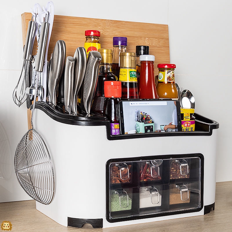 Kitchen Shelve Table Noodle with Seasoning Box Tool Holder Suit Containing shelf Seasoning Jar Multifunctional Chopsticks Silo cage Supplies
