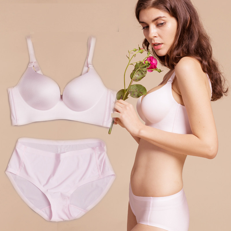 Mihare One Piece No Steel Ring Gathering Bra Receiving Breast Adjustment Beauty Back Underwear Four Button Adjustment Set