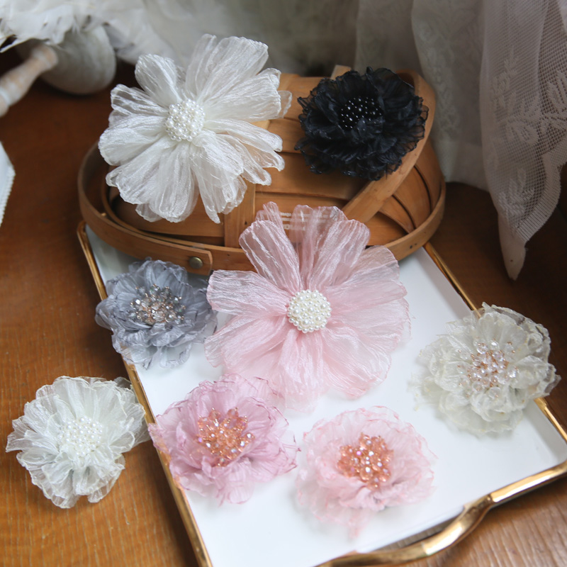 Organza Burnt Edge Flower Beads