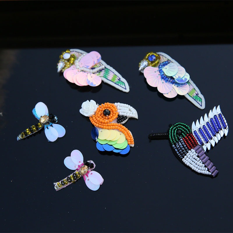 Embroidery pearl water drilling slice bird cloth handmade clothing bag shoes accessories DIY personality decoration sticker