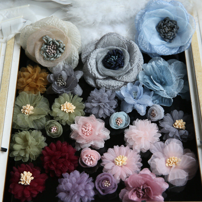 Snow gauze three-dimensional flower Handmade clothing decorative flower Three-dimensional fabric flower decoration Eugen yarn small flower