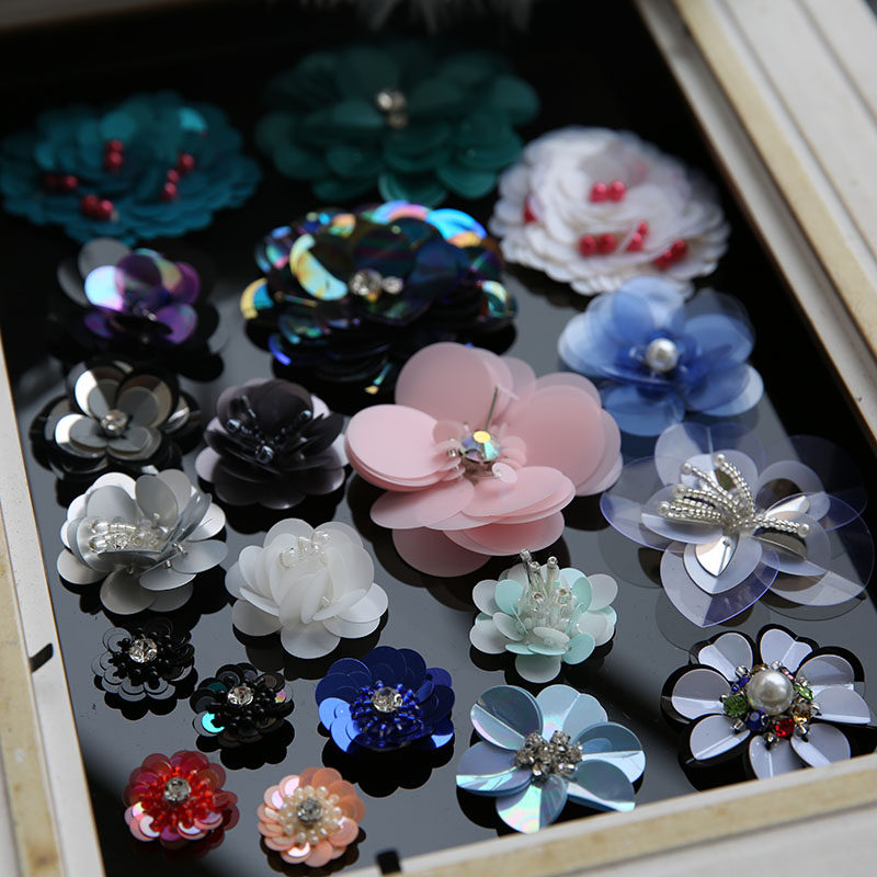 Handmade Diy Clothes Decoration Accessories Sequin Flowers Solid Floras Clothing Accessories Decorative Pearl Pieces Bouquet