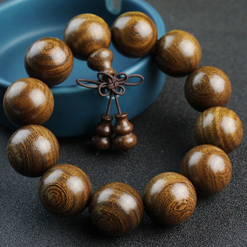 สร้อยข้อมือไม้จันทน์สีทองธรรมชาติ จัดส่งฟรี ลูกปัดพุทธศาสนาทำจากไม้เนื้อแข็ง เหมือนกับไม้หนานมู่สีทองและไม้สีเข้ม สร้อยข้อมือคู่รักใส่ได้ทั้งชายและหญิง