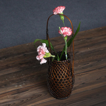 Japanese style bamboo flower vases flower baskets flower arrangement buckets flowers Zen classical flower ware club teahouse decorations