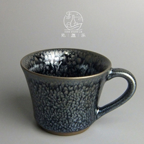 See light blue hundred flower mug Ceramic teacup with water cup large capacity creative famous Jian Light office cup