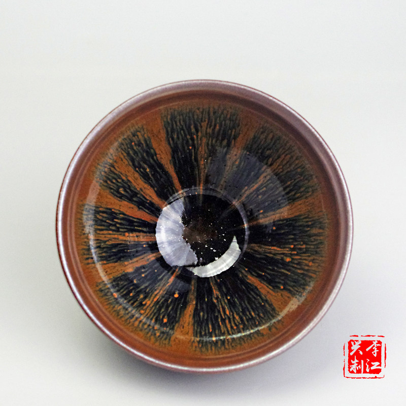 See the master of Li Jiang, a famous master of Zhanle, who built a watermelon flower tea bowl, a retro craft, all-handmade iron tire ore glaze ceramic master