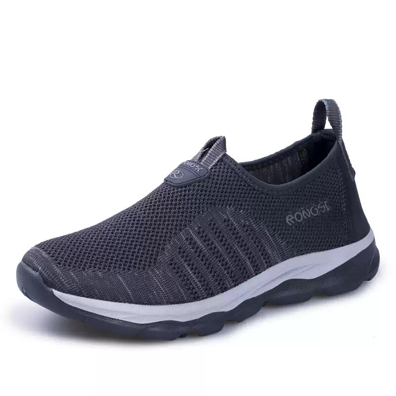 2023 Rongshi Men's Shoes Mesh Sneakers Summer Breathable Mesh Men's Running Shoes for Middle-Aged and Elderly Dads Soft Sole