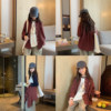 Korean style casual loose red plaid lapel shirt top