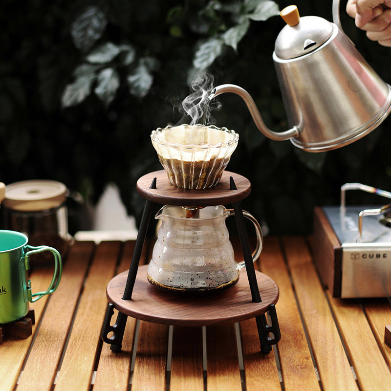 Thousand Winds Outdoor Camping Creative Solid Wood Floor Nail Mountain Hand-brewed Coffee Rack Bracket Cup Drip Filter Pot Rack