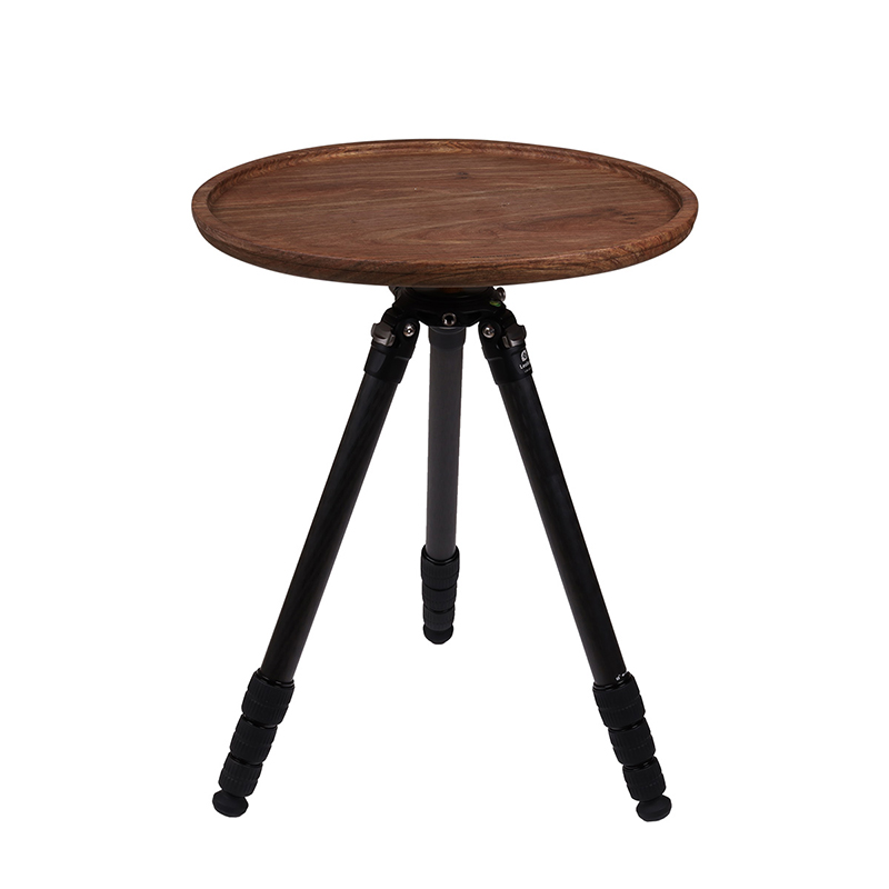 Thous Winds outdoor camping courtyard solid wood small round table Convenient picnic self-driving folding black walnut table