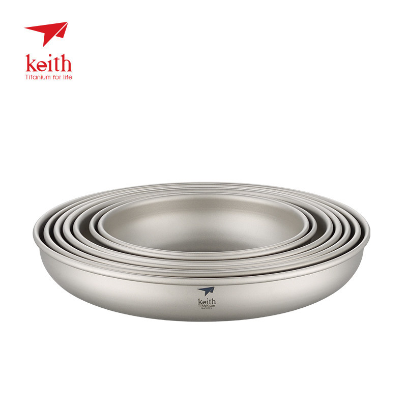 Keith armors titanium plate outdoor plate steaming platter round flat flat plate titanium cutlery