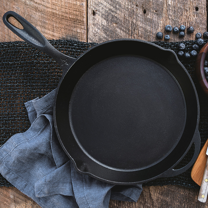 Ubei BAUREBONNES OUTDOOR CAST IRON FLAT BOTTOM PAN FRYING PAN NONSTICK TO THICKEN RAW IRON PAN UNIVERSAL STEAK PAN